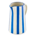 Handcrafted Ceramic Blue Stripe Pitcher Vase Elegant Home Decor Fresh and Artificial Flower Arrangement - Image 2