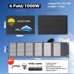 2025 exclusive 1000W portable solar panel folding bag with USB+DC for outdoor hiking camping and mobile phone charging - Image 4