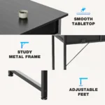 JHK 32 Inch Modern Office Computer Desk with Fabric Storage Drawers Space Side Bag Metal Frame Adjustable Feet For Home PC Table