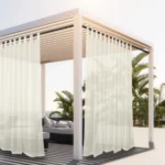1PC, Outdoor Sheer Volie Curtain With Tab Top Transparent Polyester Fiber	 Waterproof Outdoor Curtain For Porch, Pergola, Cabin - Image 7