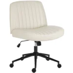 JHK Cross Legged Office Chair with Swivel Wheels Rocking Gaming Chair Armless Wide Desk Adjustable Swivel Fabric Task Vanity - Image 11