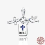 925 Sterling Silver Hamsa Hand Cross Dangle Charms Fit Original Bracelet Beads Faith Jewel plata de leyry DIY Easter Gift