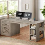 55.1" Executive Office Desk with 3 Drawers, Farmhouse Computer Desk with File Drawer & Storage Shelves, Home Office, Customized - Image 7