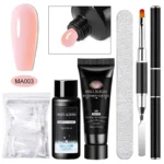 5pc Poly Extension Nail Gel Set Clear White Nude Pink Nail Art Building Varnish for Lenthening Nails Design UV/LED Lamp Needed - Image 4