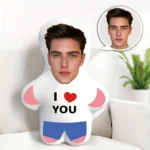 Customized "I Love You" mini plush doll personalized photo pillow, perfect couple gift, soft polyester