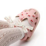 Cute Baby Girl Sandals Stylish PU Leather Non-slip Bowknot Cherry Summer Flats Toddler Shoes for Everyday Wear - Image 4