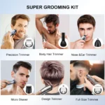 HATTEKER 6-in-1 Professional Cordless Hair Clipper for Man Metal Barber Kit with Trimmer Hair Cutting Set for Precision Cutting - Image 5