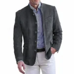 Autumn Winter Men'S Casual Blazer Jacket Stand Collar Long Sleeve Solid Color Single Breasted Button Fashion Jackets - Image 8