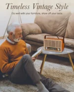 PRUNUS J-120 Radio Portable AM FM, Transistor Radio Plug in Wall Powered Radio for Home Outdoor,Retro Vintage Bluetooth Speaker - Image 4