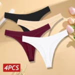 4PCS/Set Women Cotton Panties Seamless Low Rise Thongs V-Waist Solid Color Breathable Underwear Female Soft Lingerie Intimates - Image 12