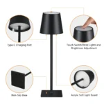 LED Table Lamps 3Levels Dimmable Wireless Led Desk Lamp Touch Bedside Creative Ambient Light USB Rechargeable Bar Outdoor Decor - Image 5