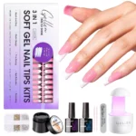 GELLEN Gel Nail Tips Kit 240Pcs Pre Shaped Short Square Soft Tips 15g Solid Gel Glue UV LED Lamp DIY Manicure Set Long Lasting