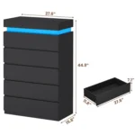 Tall 5 Drawer Dresser with LED Light, Modern Chest of Drawers for Bedroom,Closet Dressers with Drawers, Customized - Image 6