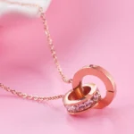 Hot Selling Luxury Elegant Crystal Circle Choker Fashion Roman Digital Stainless Steel Pendant Necklaces for Women Jewelry - Image 2