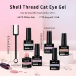 Cat Eye Gel Nail Polish Set - 6 Colors 0.26oz Summer Chameleon Cat Eye Green Purple Mermaid Gel with Magnet Soak - Image 5