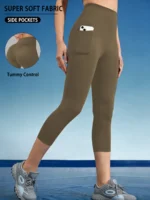 High Waisted capri pants For Women With Pockets Super Soft Tummy Control Workout Running Yoga Athletic Leggings