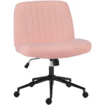 JHK Cross Legged Office Chair with Swivel Wheels Rocking Gaming Chair Armless Wide Desk Adjustable Swivel Fabric Task Vanity - Image 6