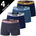 4/10 Piece Men’s Four Season Black Fashionable Casual Basic Versatile Underwear Boxer Shorts Plus Size Youth Sports Base Shorts