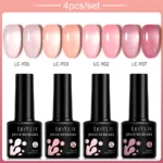 LILYCUTE 4/5Pcs/Set 7ML Nude Pink Gel Nail Polish and Translucent Jelly Nail Art Gel Semi Permanent Soak Off Design Manicure Set - Image 11