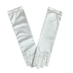 1 Pair Little Girls Long Princess Costume Glove White Dress Up Beading Glove for Kids Party Wedding Birthday