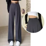 Women Fashion Suit Pants Lady Breathable Baggy High Waist Wide Leg Summer Trousers