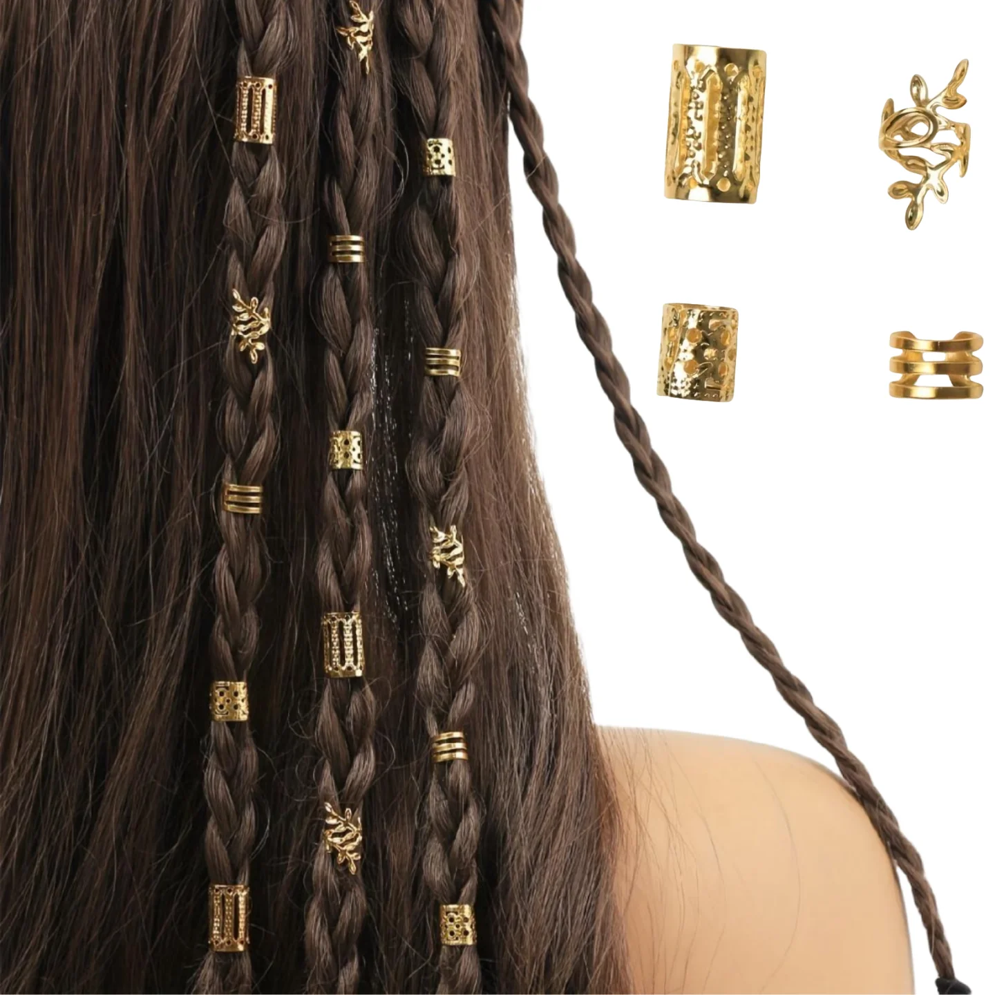 Sd7f3c7df2a3b4aa9971d971ed5f0b42ct.webp 40/80PCS Elegant Hollow Out Hair Rings For Women Girls DIY Hair Accessories Loc Hair Jewelry for Braids - Image 1