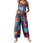 Captivating New Women Summer Overalls, Multicolor Ethnic Style Square Neck Sleeveless Casual Jumpsuit with Pockets for Girls - Image 8