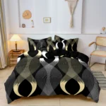 3Pcs Botanical Geometric Lines Floral Design Bedding Set Included 1 Duvet Cover & 2 Pillowcases For All-Season Home Dorm Decor - Image 3