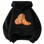 Cartoon Capybara Eating Food Print Trendy Hoodie Children's Sweatshirt Cute Hoody for Boys Girls Autumn Spring Casual Hoodies - Image 2