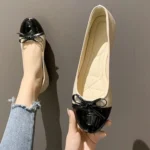 Ballerina Mother’s Shoes Women’s Flat Shoes Comfort Non-slip Ladies Loafers Leather Flats Elegant Bowknot Women’s Single Shoes
