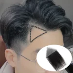 100% Human Hair Hairpiece Sideburns Toupee Forehead Patch Invisible Seamless Ultra Thin Skin PU Men's Hairline Sideburn Patch