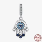 925 Sterling Silver Hamsa Hand Cross Dangle Charms Fit Original Bracelet Beads Faith Jewel plata de leyry DIY Easter Gift