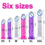 Cheap 6 Sizes Realistic Big Jelly Dildo Women Erotic Anal Sex Toys Gay Soft Clitoris Vaginal