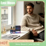 East Moon Man Beard Care Oils Kit Improve Glide Reducing Friction Lasting Smooth Christmas Gift Set Oil Control Beard Grow Serum