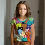 Girl Clothes Summer Cartoon Cat Graphic Children’s Clothing Kids Art Doodling Short Sleeve T Shirt Causal O-Neck Children Top