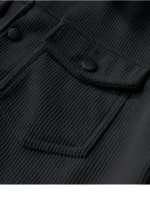 Men's Casual Black Corduroy Jacket Vintage Trucker Style Long Sleeve Button Up Coat - Image 5
