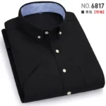 Men’s new short sleeve thin shirt Oxford woven shirt breathable business leisure free ironing spring and summer slim fit