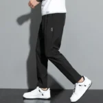 Summer ice silk long pants for men thin loose straight leg trousers quick drying sports and casual pants men’s long pants