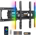 Full Motion TV Wall Mount with LED Lights for 26-65 inch TVs up to 99 lbs, Swivel, Tilt, Music Sync