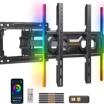 Full Motion TV Wall Mount with LED Lights for 26-65 inch TVs up to 99 lbs, Swivel, Tilt, Music Sync