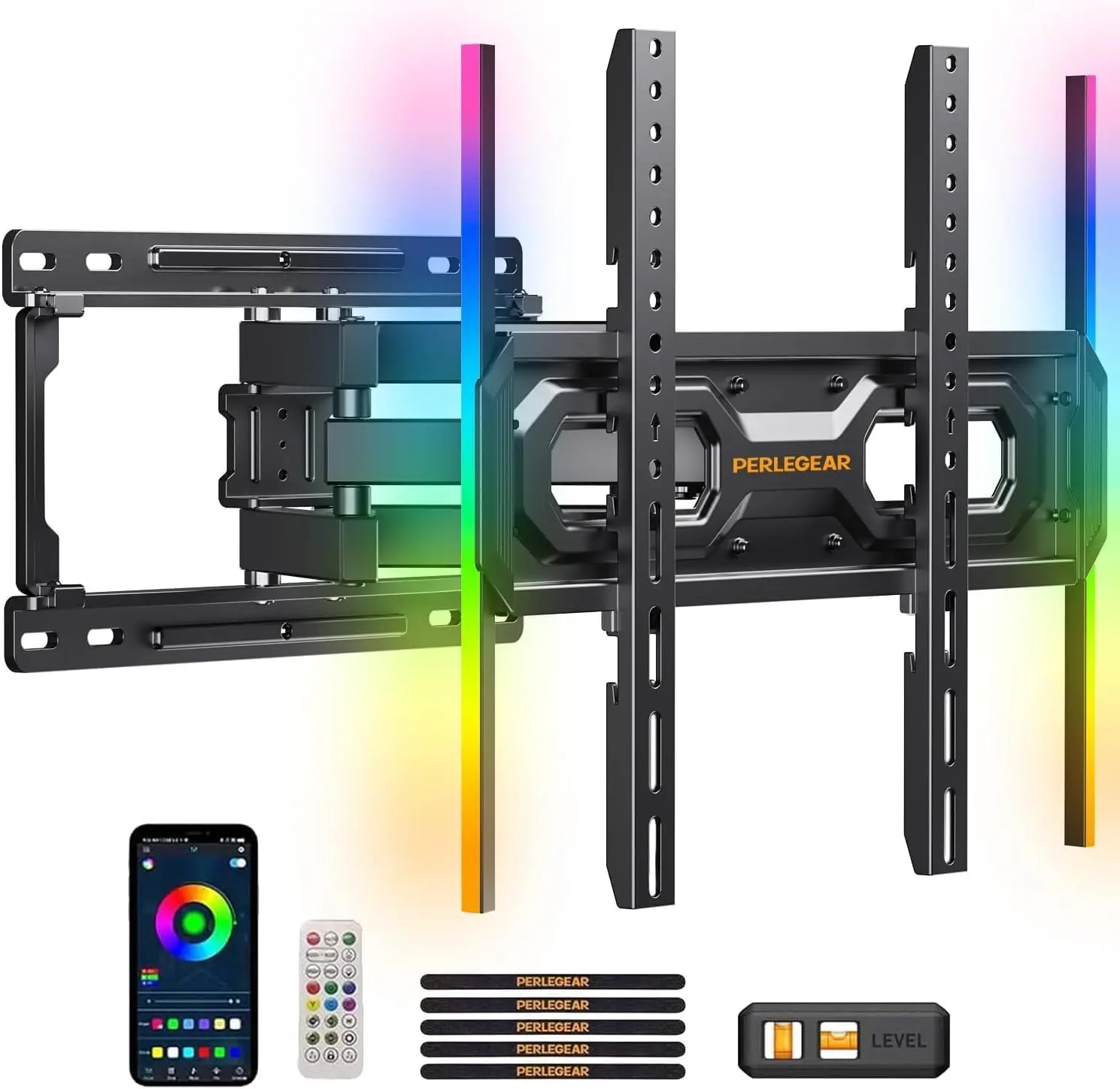 Sdbc2bc47201d44c79fb8b3e5429df4f5Q.webp Full Motion TV Wall Mount with LED Lights for 26-65 inch TVs up to 99 lbs, Swivel, Tilt, Music Sync