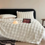 1pc Faux Rabbit Fleece Blanket - Weighted 6 lbs Faux Rabbit Fleece Blanket - Bedspread - Image 6