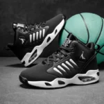 Men's High-Top Basketball Shoes Feature a Breathable Mesh Design for Maximum Comfort Outdoor Shock-Absorbing Running Shoes, High-Rebound Cushioning Technology, Make Running Smoother and More Comfortable, Enhance Support, Stylish White Design, Suitable for Athletic Performance and Everyday Wear. - Image 4