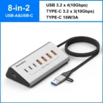 10Gbps USB 3.2 Docking Station USB Hub Type C Splitter with Card Reader Aluminum Alloy Multi 8/9 Ports Switch For PC Laptop - Image 9