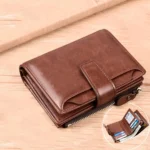 Men’s Coin Purse Wallet RFID Anti-theft Man Leather Wallet Zipper Business Card Holder Money Bag Wallet Male