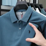 100% pure cotton summer new fashionable men's shortsleeved luxury customized business polo shirt exquisite embroidery Tshirt top - Image 14