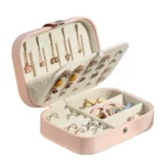 Portable Jewelry Box Jewelry Organizer Display Travel Jewelry Case Boxes Button Leather Storage Zipper Jewelers Joyero