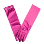 1 Pair Little Girls Long Princess Costume Glove White Dress Up Beading Glove for Kids Party Wedding Birthday