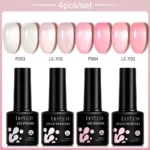 LILYCUTE 4/5Pcs/Set 7ML Nude Pink Gel Nail Polish and Translucent Jelly Nail Art Gel Semi Permanent Soak Off Design Manicure Set - Image 16