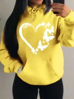 Combination Of Love And Butterfly  Pattern Hoody Women Hip Hop Street Hoodies